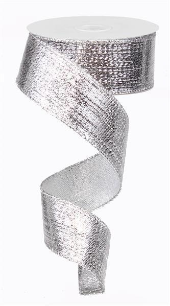 Silver - Metallic Wired Edge Ribbon - ( 1-1/2 Inch