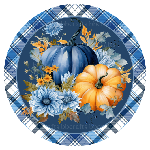 Fall Metal Sign: Pumpkin Flowers - Wreath Accents - Made In Usa