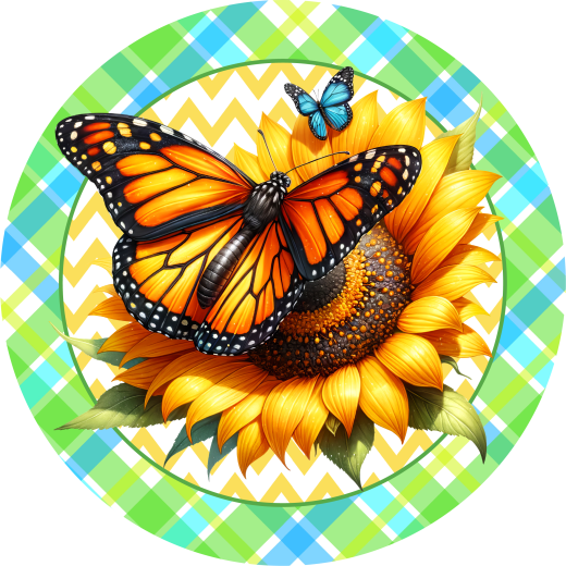 Sunflower With Butterfly Metal Sign - Made In USA - Bbcrafts