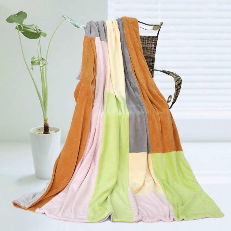 Soft Coral Fleece Patchwork Throw Blanket - Paradise