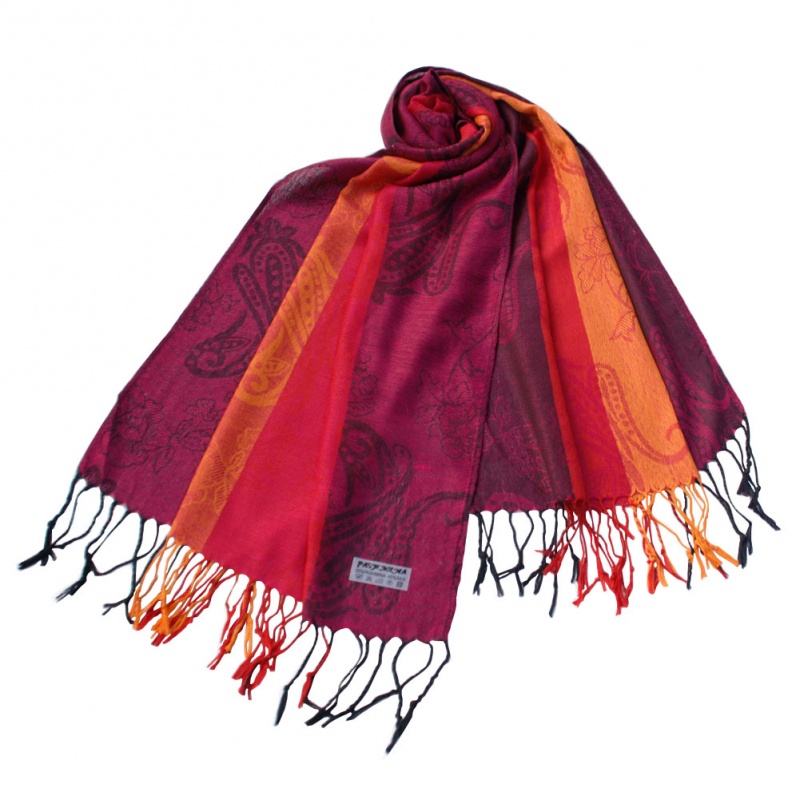 Multi-Colors Rose & Paisley National Style Exquisite Soft Tassel Ends Pashmina/Shawl/Scarf
