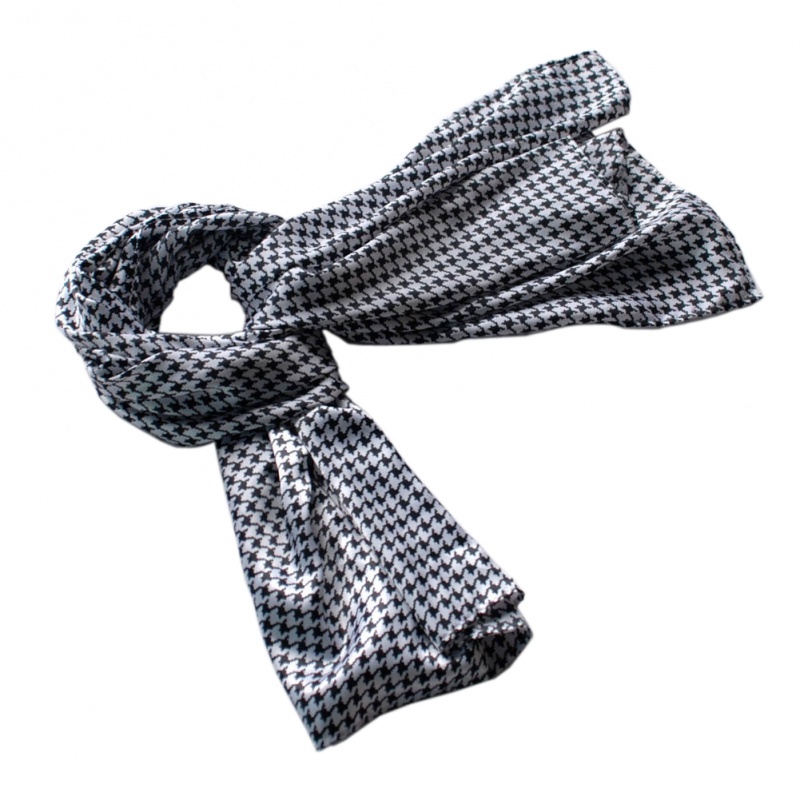 -Blancho Graceful Black & White Plover Design Silk Scarf/Wrap/Shawl
