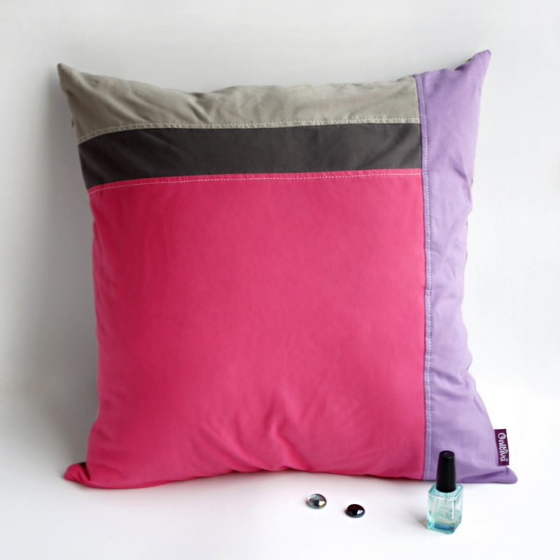 Onitiva Knitted Fabric Patch Work Pillow Cushion Floor Cushion - Pink Lady
