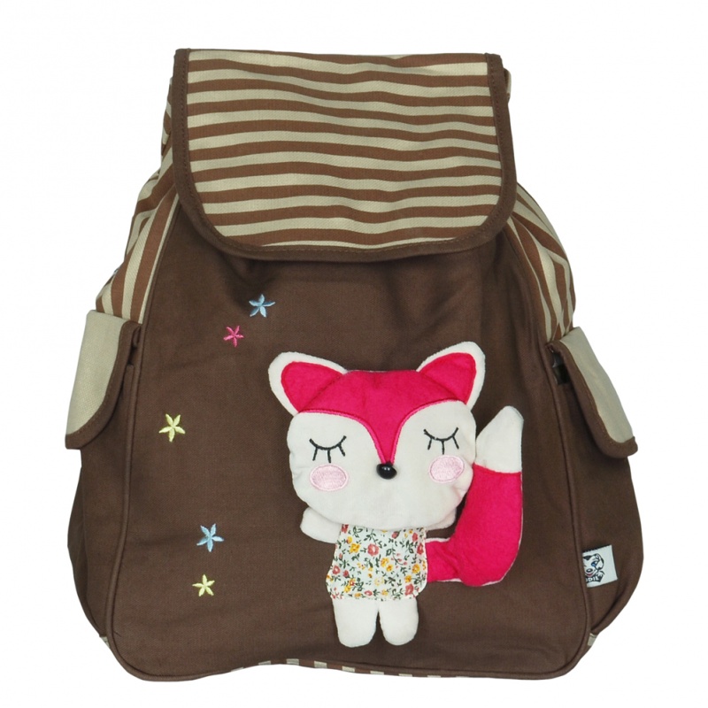 Fabric Art School Backpack Outdoor Daypack - Cute Fox