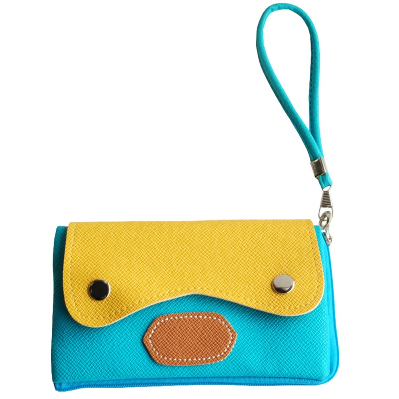 Colorful Leatherette Mobile Phone Pouch Cell Phone Case Clutch Pouch - Sweet Orange