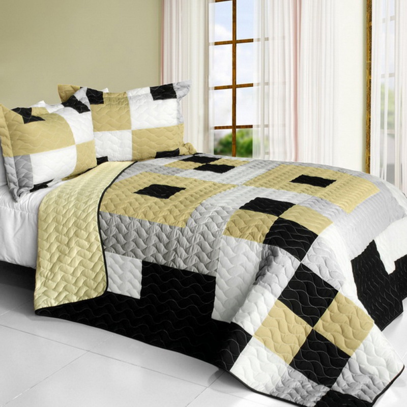 Brand New Vermicelli-Quilted Patchwork Quilt Set Full - Bee's Garden
