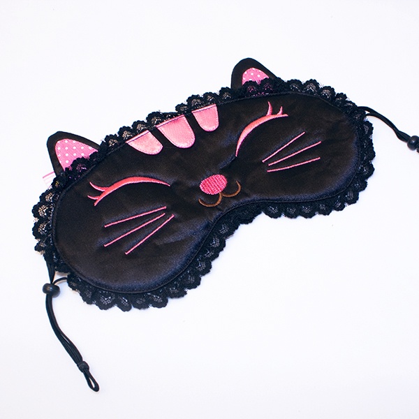 Embroidered Applique Eye Shade / Sleeping Mask Cover - Black Temptation