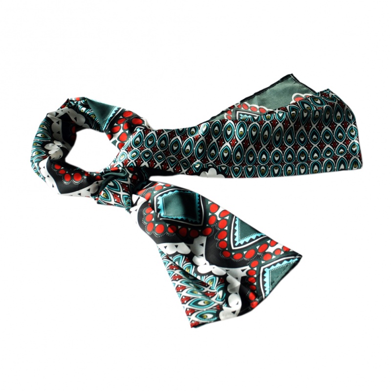 -Blancho Dark Green Tone Fantastic Multi-Patterns Chic Natural Soft Silky Scarf/Wrap/Shawl