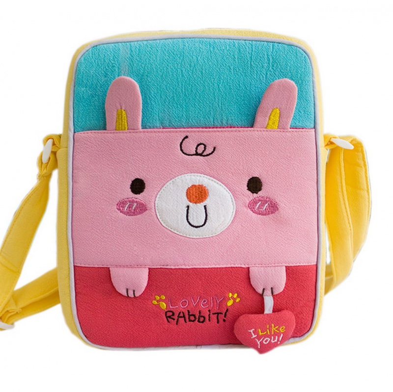 Embroidered Applique Fabric Art Shoulder Bag / Swingpack - Lovely Rabbit