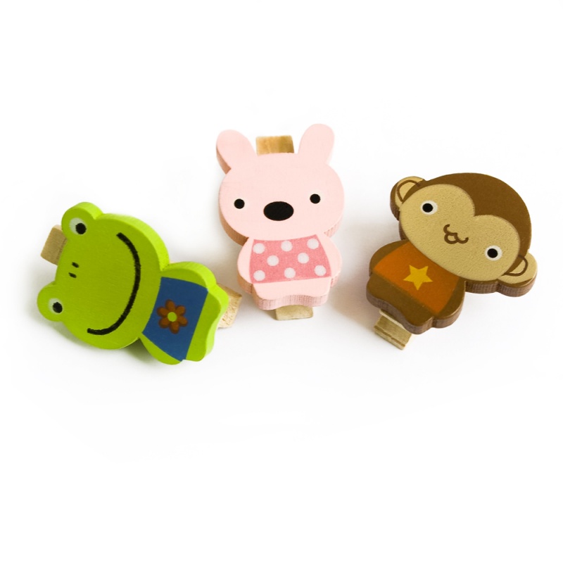 - Wooden Clips / Wooden Clamps - Smile Animals-c