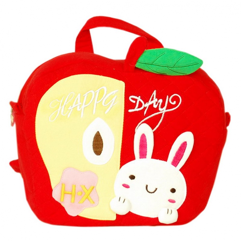 Embroidered Applique Kids Fabric Art School Backpack - Lucky Rabbit