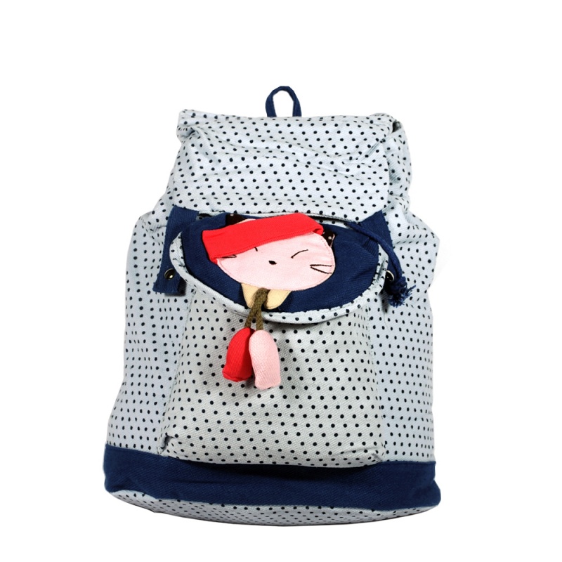100% Cotton Fabric Art School Backpack - Lovely Doll