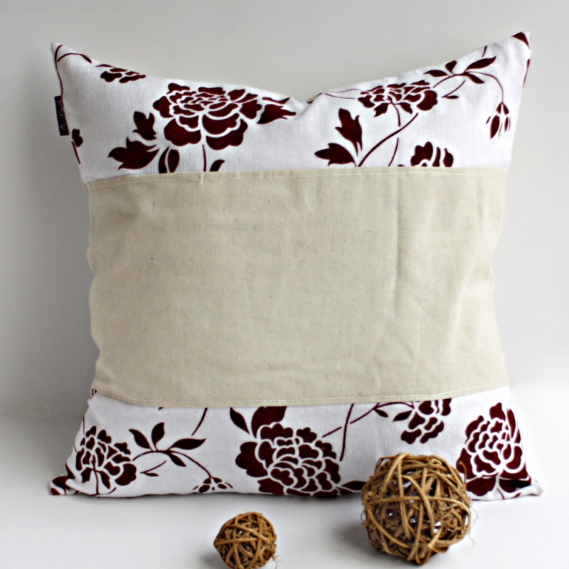 Linen Stylish Patch Work Pillow Cushion Floor Cushion - Floral Ocean