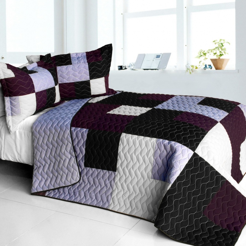 3Pc Vermicelli - Quilted Patchwork Quilt Set - Rely On Me
