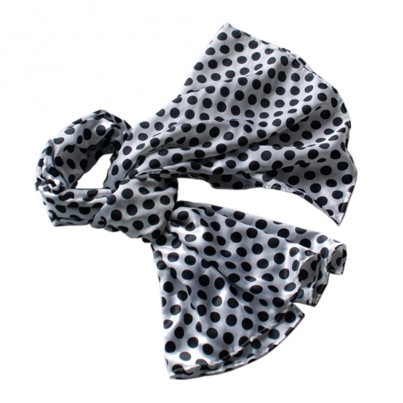 -Blancho Lovely Black Spots & White Base Design Super Soft Silk Scarf/Wrap/Shawl