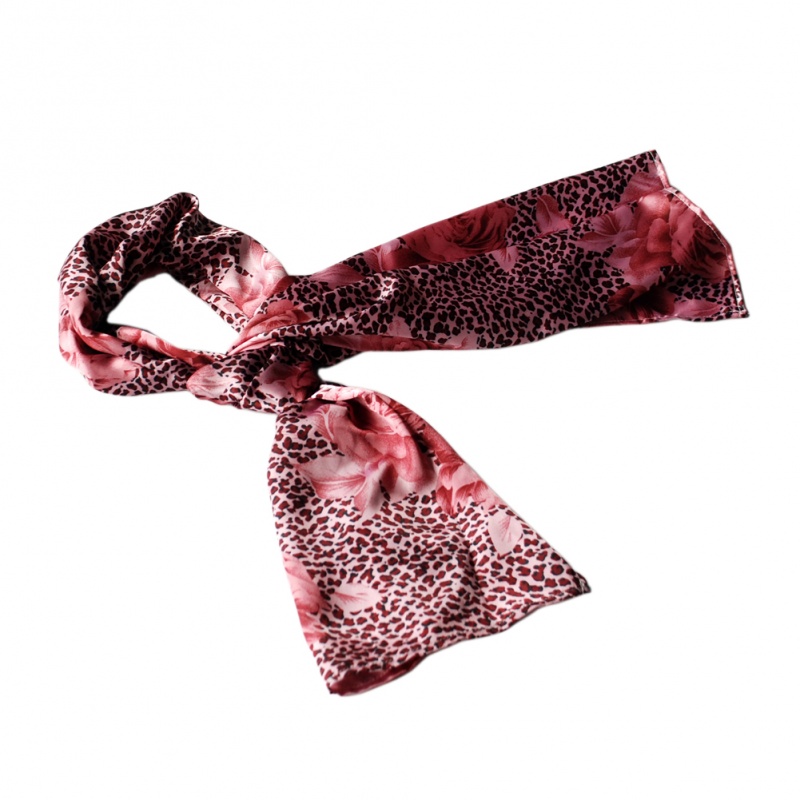 -Blancho Pink Leopard & Rose Floral Pattern Stylish Super Soft Silk Scarf/Wrap/Shawl