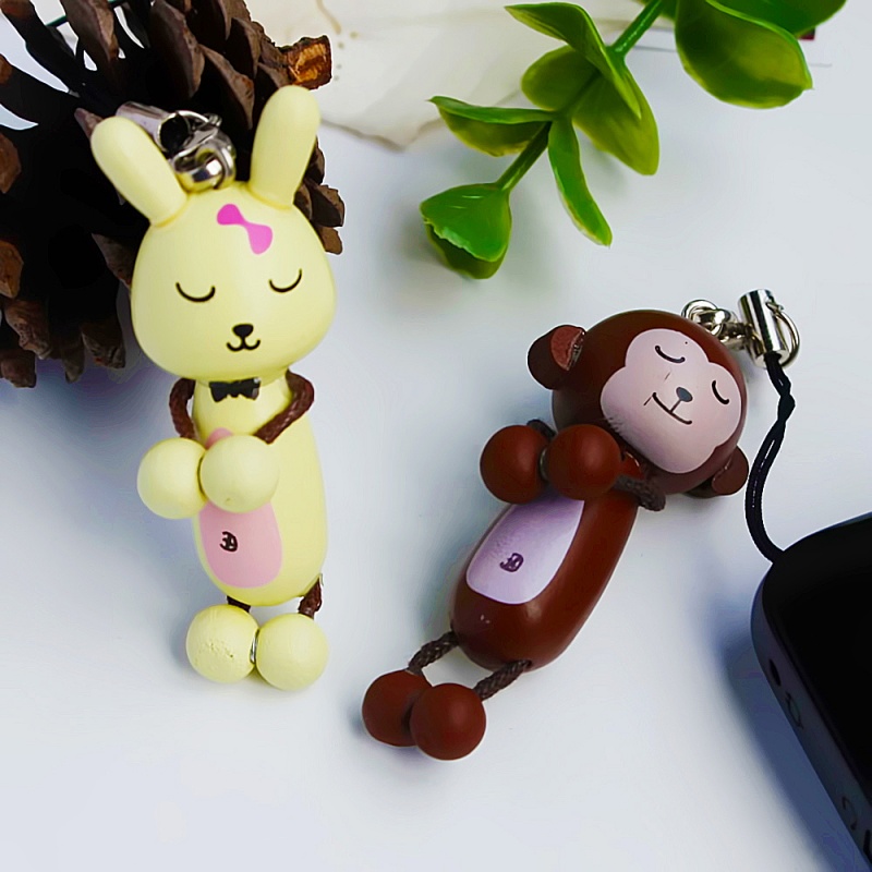- Cell Phone Charm Strap / Camera Charm Strap - Happy Monkey & Rabbit