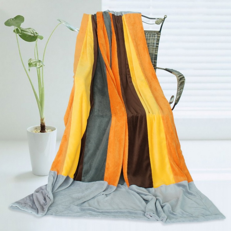 Soft Coral Fleece Patchwork Throw Blanket - New Hope