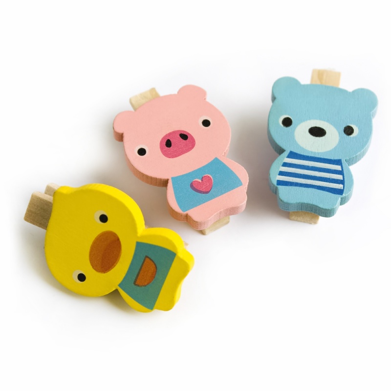 - Wooden Clips / Wooden Clamps - Smile Animals-b