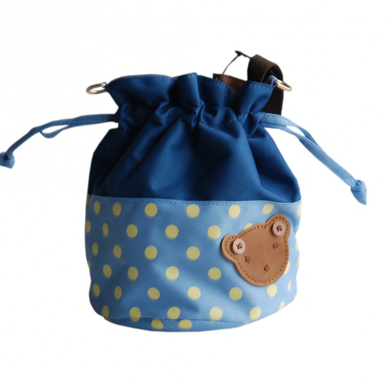 Blancho Applique Kids Fabric Art Bucket Bag/Bento Lunch Box - Bear-Skyblue