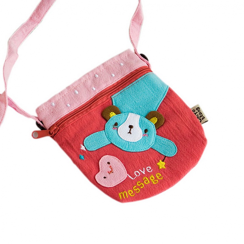 Embroidered Applique Mini Swingpack Bag Purse / Wallet Bag - Love Message
