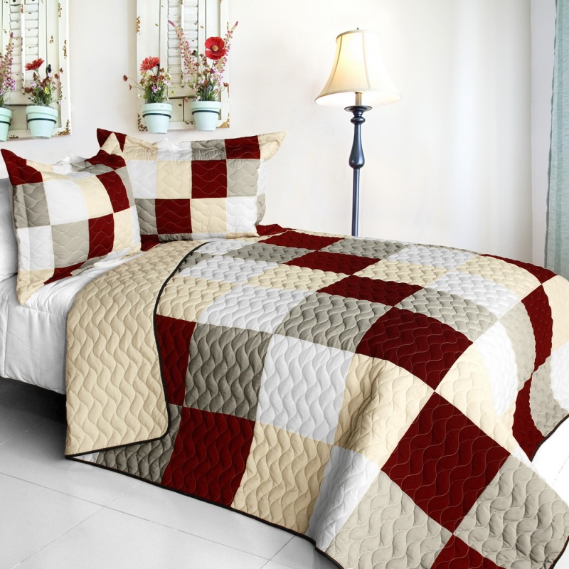 3Pc Vermicelli - Quilted Patchwork Quilt Set - The Remedy
