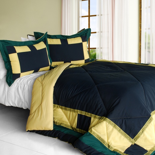 Light Impression Quilted Patchwork Down Alternative Comforter Set - Queen, Blue by Blancho Bedding