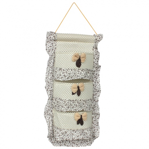 Ivory Polka Dot Wall Hanging Baskets