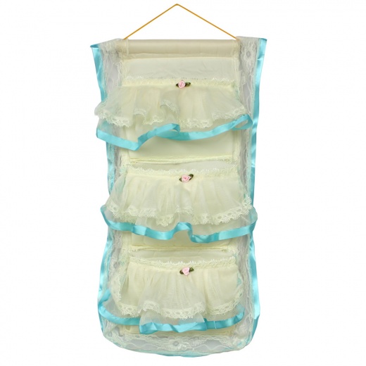 Blue Lace Wall Hanging Flower Bud Silk Basket
