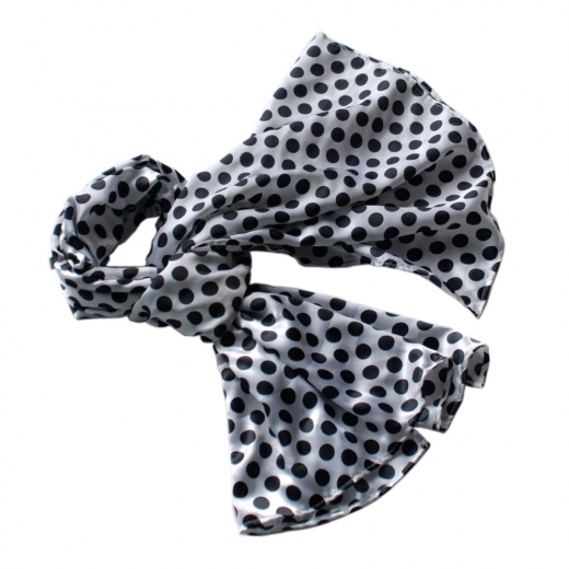 Blancho Lovely Black Spots & White Base Design Super Soft Silk Scarf/Wrap/Shawl