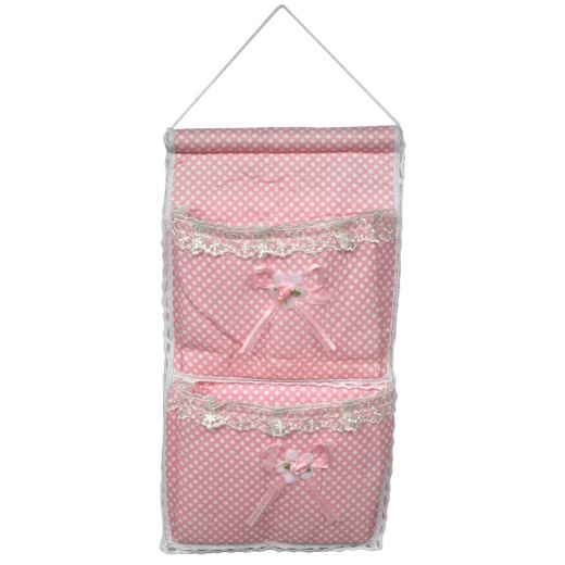 Pink Wall Hanging Baskets - Polka Dot & Lace by Blancho Bedding