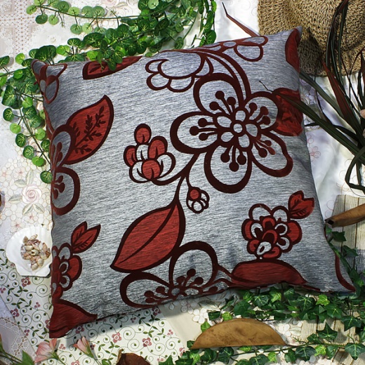 Bettino Large Throw Pillow in Darkred Plum Blossom
