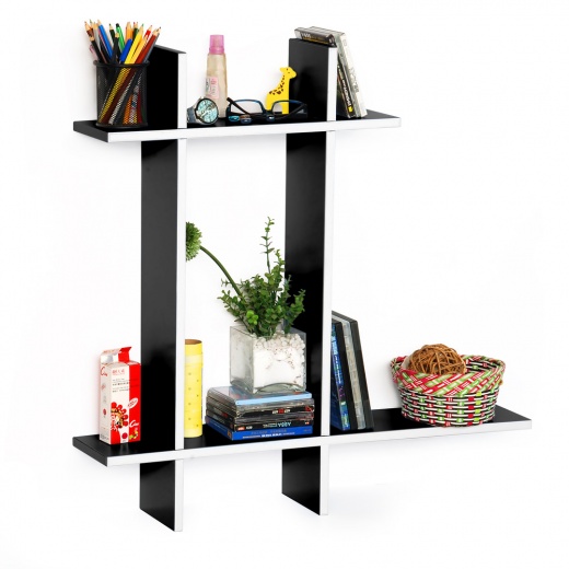 Leather Cross Type Sheve / Book Shelve - Dark Night-b