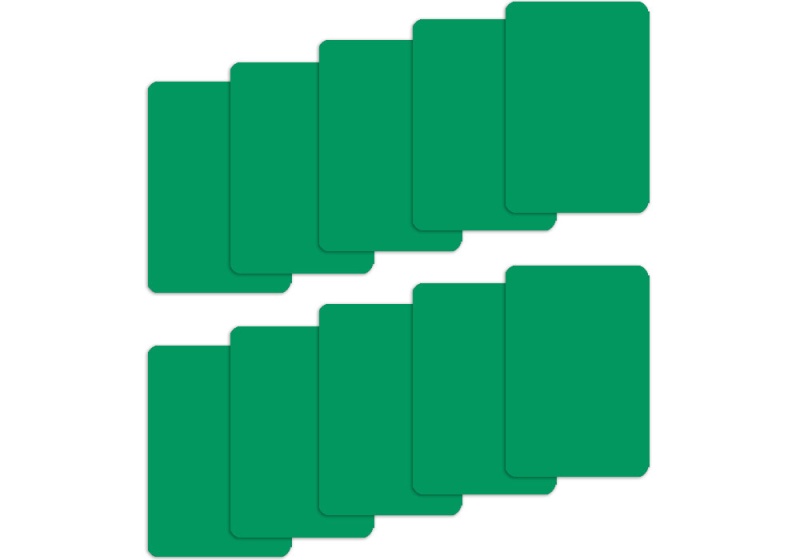 Set Of 10 Green Plastic Bridge Size Cut Cards