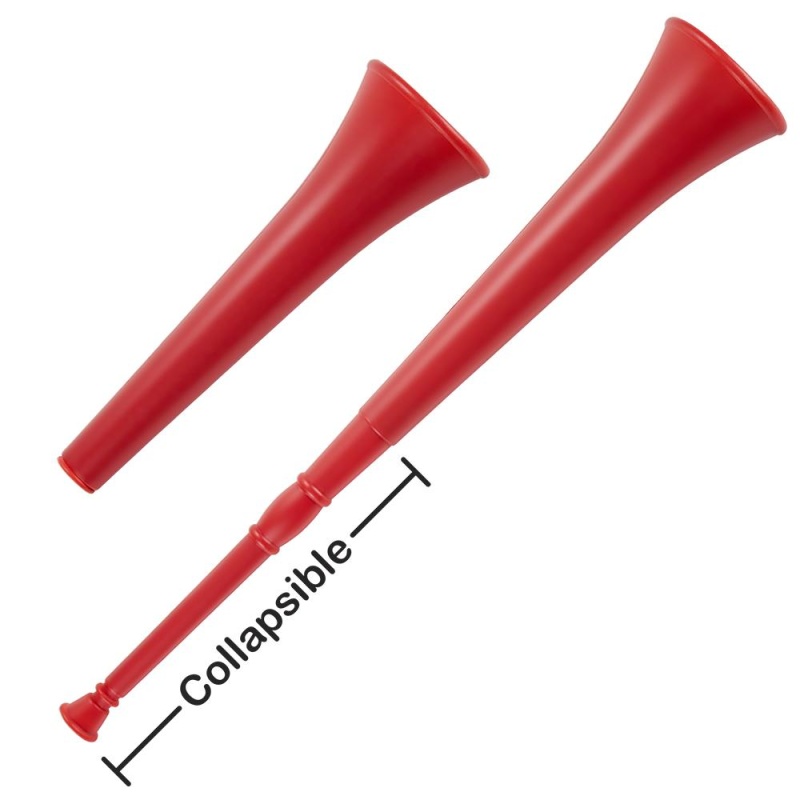 Red 26In Plastic Vuvuzela Stadium Horn, Collapses To 14In