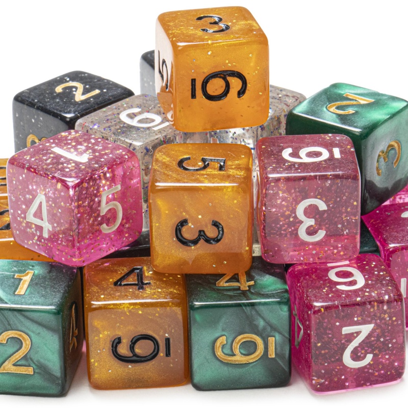 25 Pack Of Random D6 Polyhedral Dice In Multiple Colors