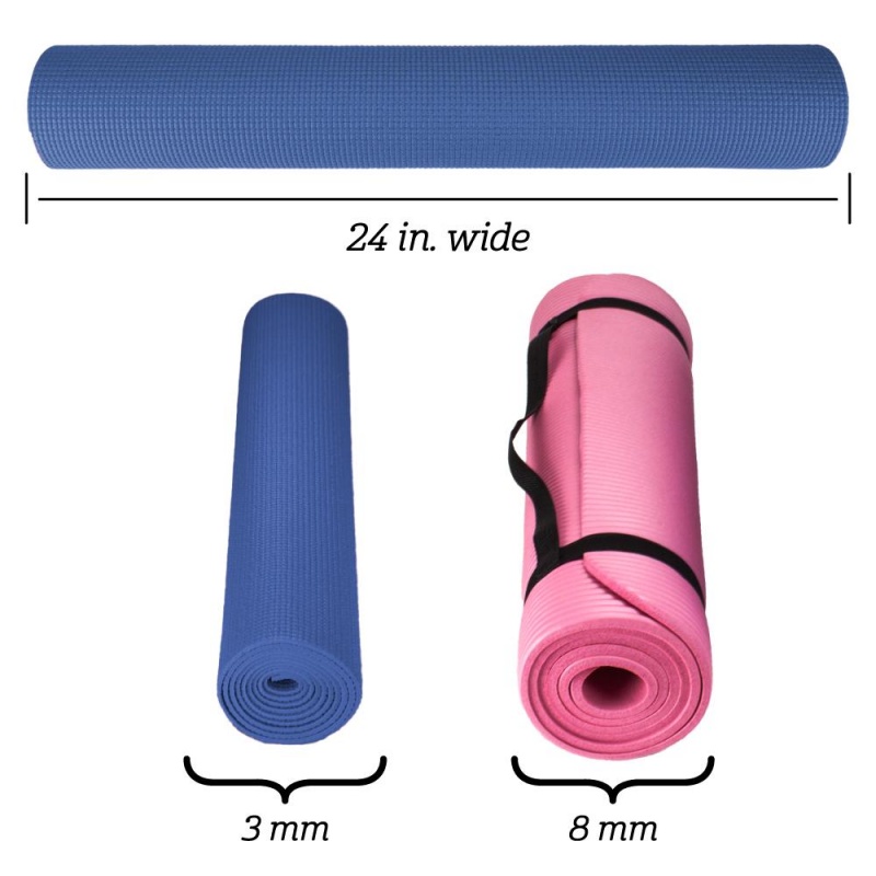 1/8-Inch (3Mm) Compact Yoga Mat With No-Slip Texture - Blue