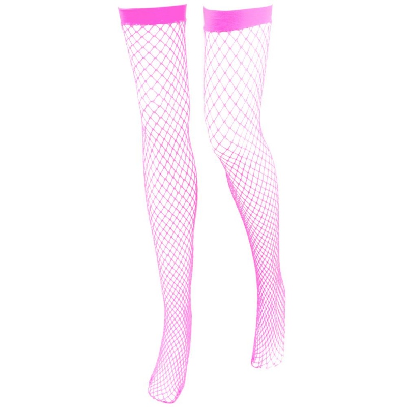 Pink Fishnet Thigh High Costume Tights
