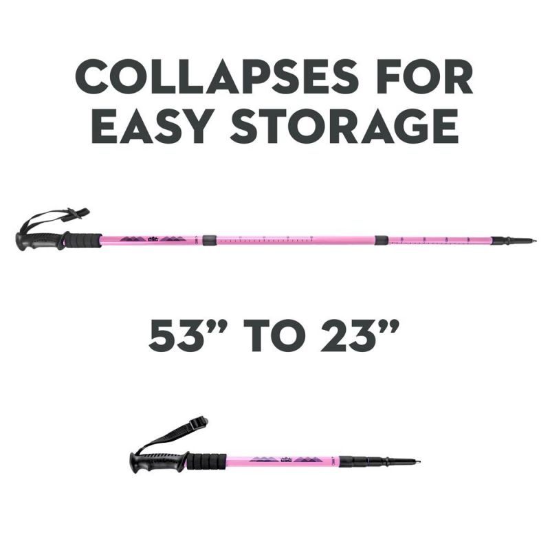 53" Pink Shock-Resistant Adjustable Trekking Pole