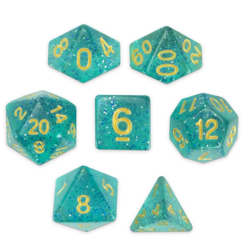 Set Of 7 Polyhedral Dice, Celestial Sea