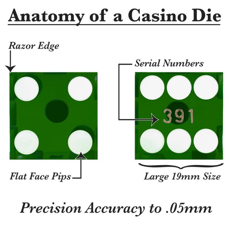 (5) New Green 19Mm Grd A Precision Dice W/Matching Serial #s