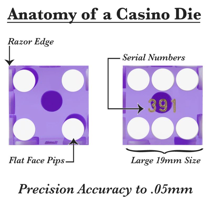 (5) New Violet 19Mm Precision Dice W/Matching Serial #s