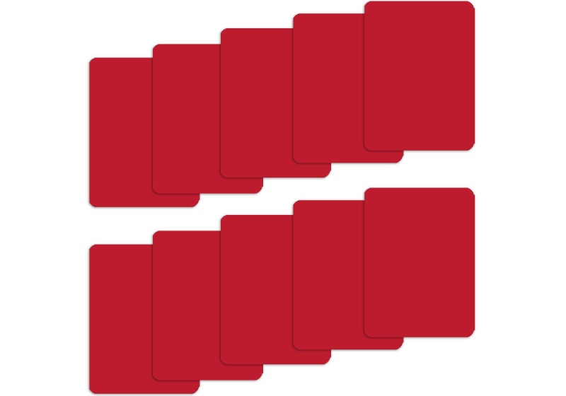 Set Of 10 Red Plastic Poker Size Cut Cards