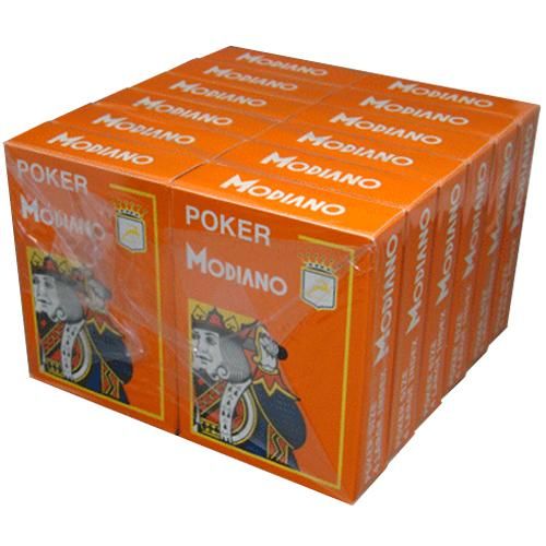 Modiano Cristallo Poker Size, 4 Pip Jumbo Orange