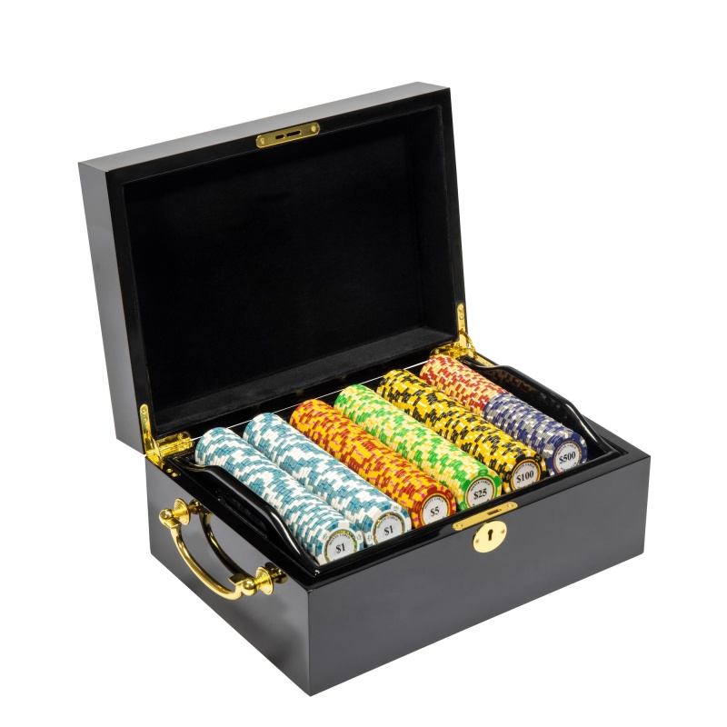 Pre-Pack - 500 Ct Monte Carlo Chip Set Black Mahogany Case