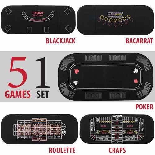 5 In 1 Table Top Includes: Poker, Blackjack, Roulette, Craps