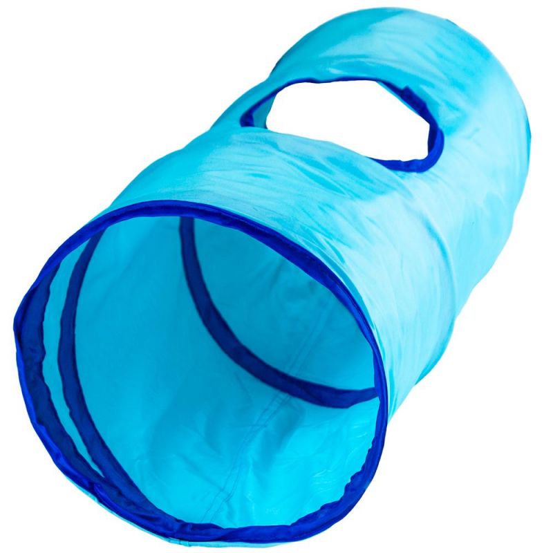 20" Blue Krinkle Cat Tunnel With Peek Hole And Storage Bag