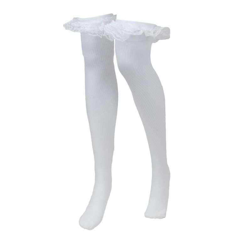 White Ruffle Thigh-High Costume Tights