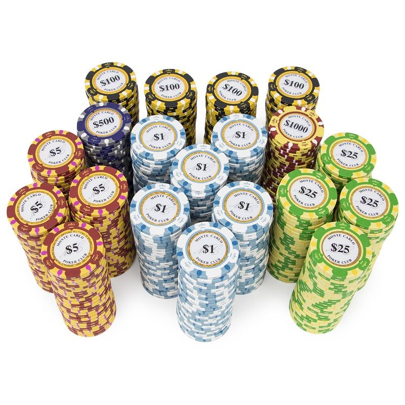500 Ct Monte Carlo 3-Tone Poker Chip Set W/ Aluminum Case