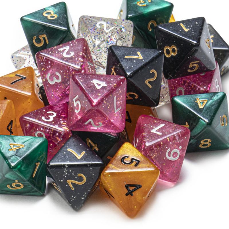 25 Pack Of Random D8 Polyhedral Dice In Multiple Colors